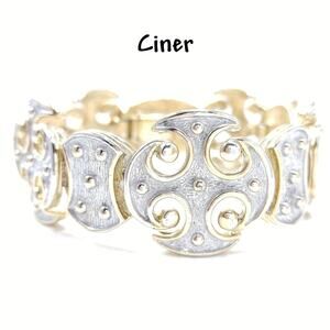 Vintage Ciner Gold and Silver Maltese Cross Bracelet Pre-1955 Signed Ciner